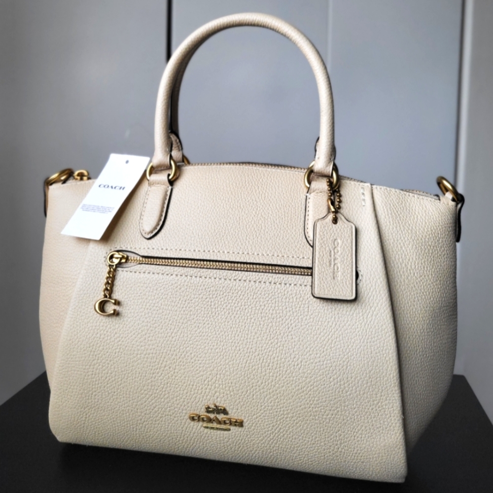 NWT Coach Pebble Leather Elise Handbag in Ivory